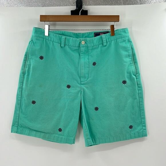 Vineyard Vines Men's Flat Front Shorts - Green/Navy - 36 - Picture 1 of 8